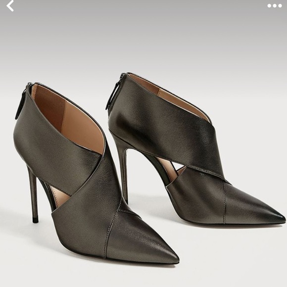 Zara metallic pewter ankle boots| shoes | heels | size 38 | 7.5 - Picture 4 of 15